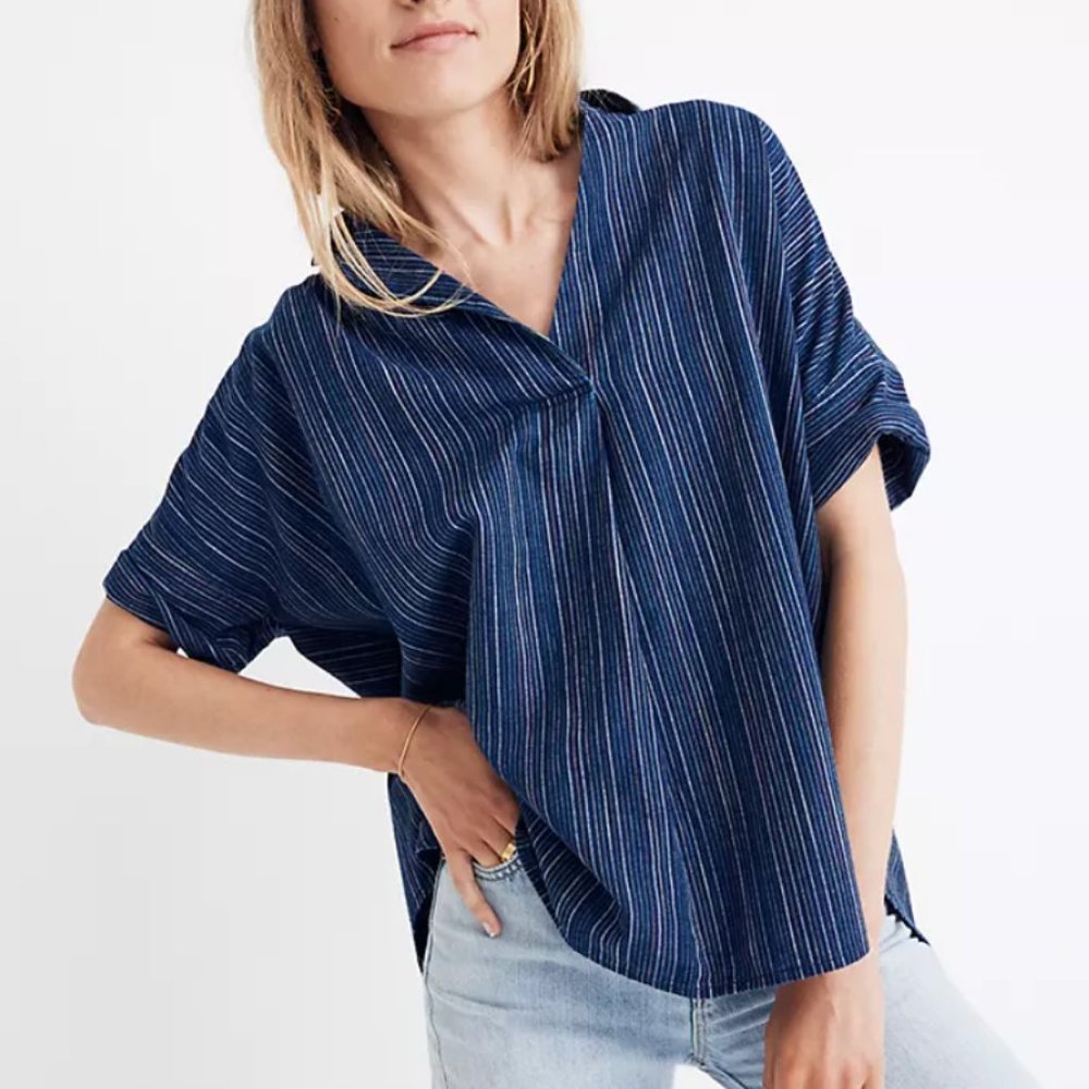 Madewell Courier Button-Back Shirt in Cecile Stripe Size XS